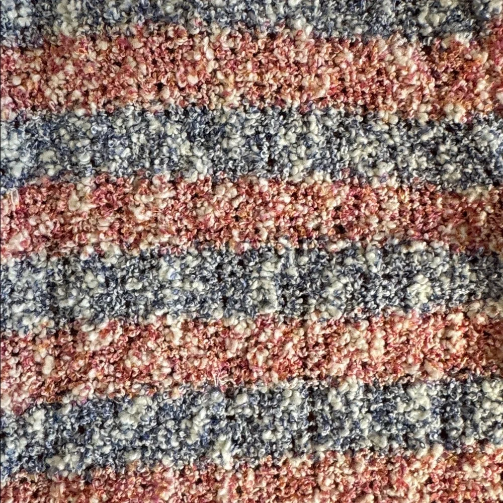 😊J. Crew Coral and Light Blue Striped Bouclé Cardigan - Picture 5 of 5